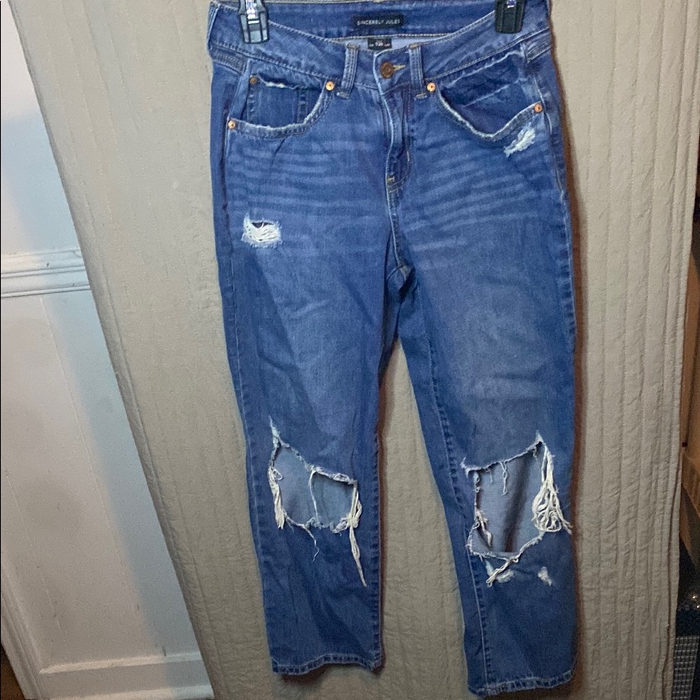 Distressed Blue Jeans